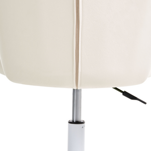 Sedia da scrivania da ufficio girevole in velluto bianco sporco regolabile in altezza