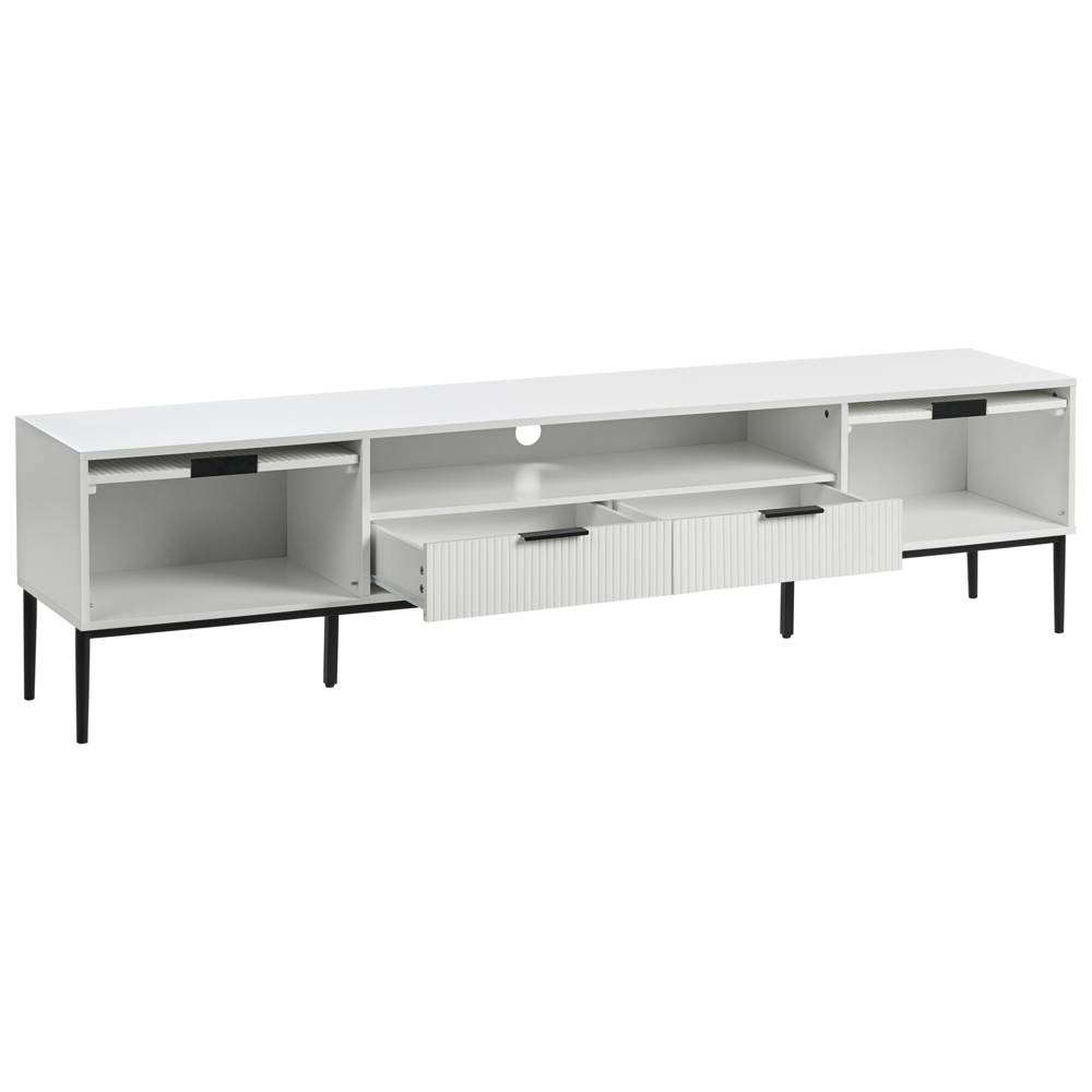 Mobile TV moderno con ante e sistema di gestione dei cavi MDF Gambe in metallo Bianco stile moderno