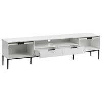 Mobile TV moderno con ante e sistema di gestione dei cavi MDF Gambe in metallo Bianco stile moderno