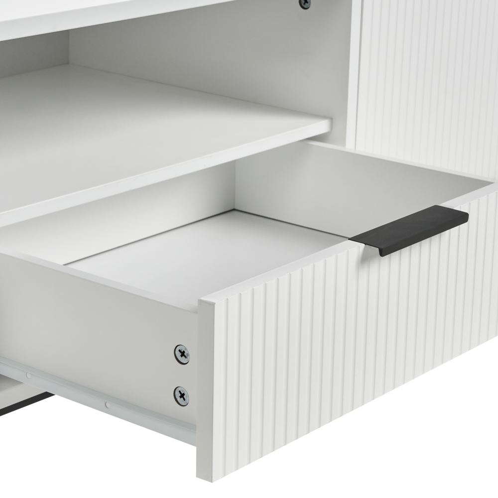 Mobile TV moderno con ante e sistema di gestione dei cavi MDF Gambe in metallo Bianco stile moderno