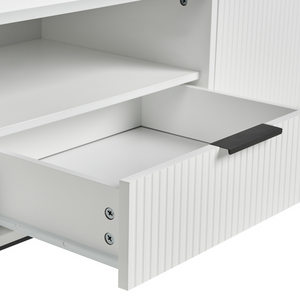 Mobile TV moderno con ante e sistema di gestione dei cavi MDF Gambe in metallo Bianco stile moderno