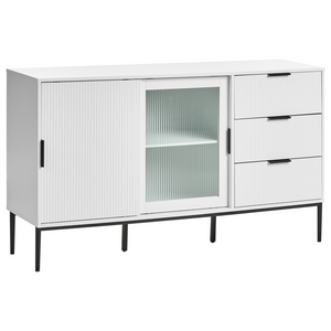 Credenza moderna Soggiorno Camera da letto Mobile 2 ante MDF Gambe in metallo Bianco stile moderno