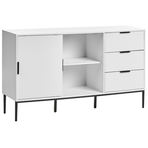 Credenza moderna Soggiorno Camera da letto Mobile 2 ante MDF Gambe in metallo Bianco stile moderno