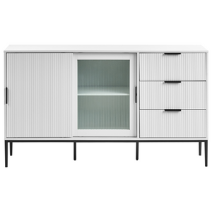 Credenza moderna Soggiorno Camera da letto Mobile 2 ante MDF Gambe in metallo Bianco stile moderno