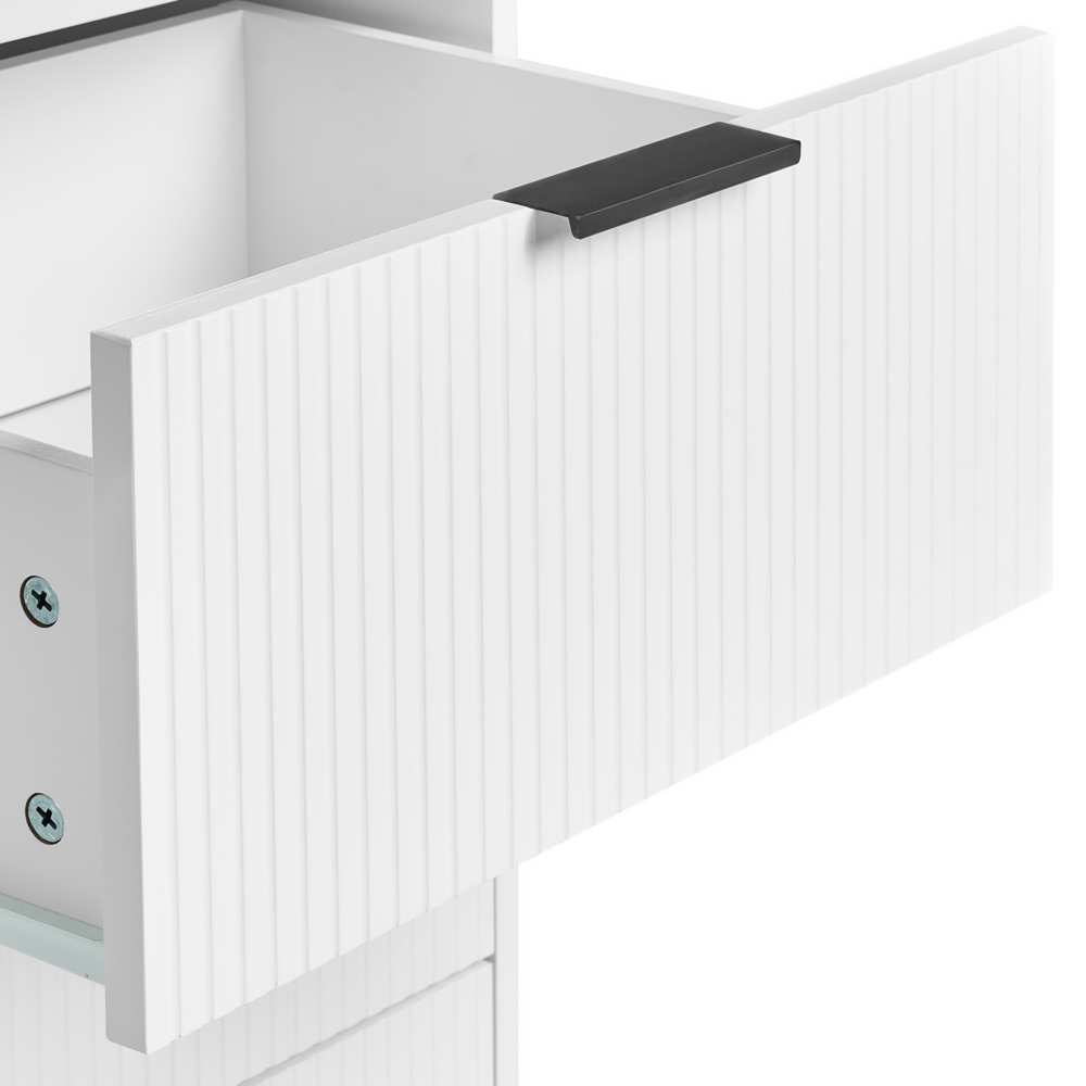 Credenza moderna Soggiorno Camera da letto Mobile 2 ante MDF Gambe in metallo Bianco stile moderno