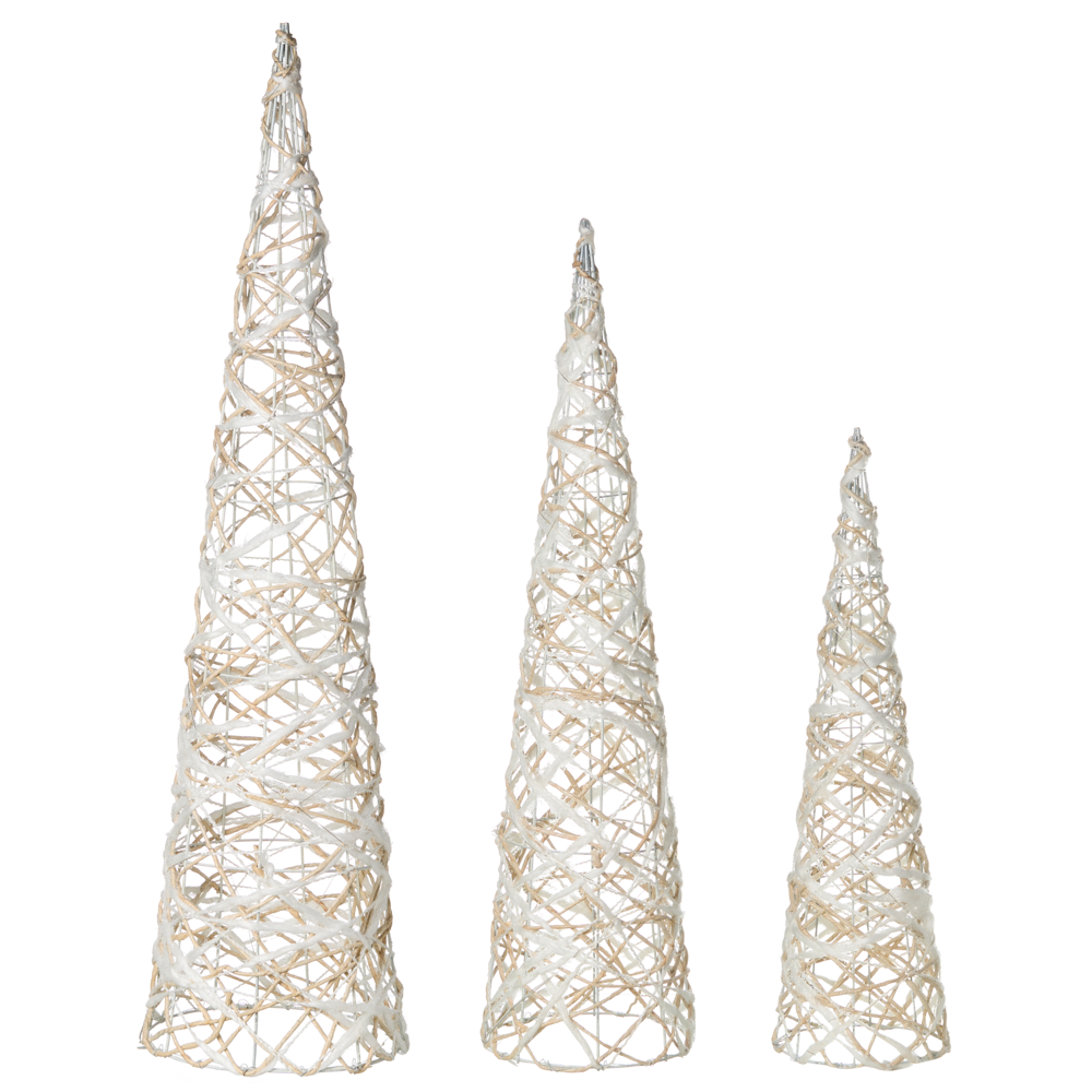 Set di 3 decorazioni natalizie LED bianche per interni con luci