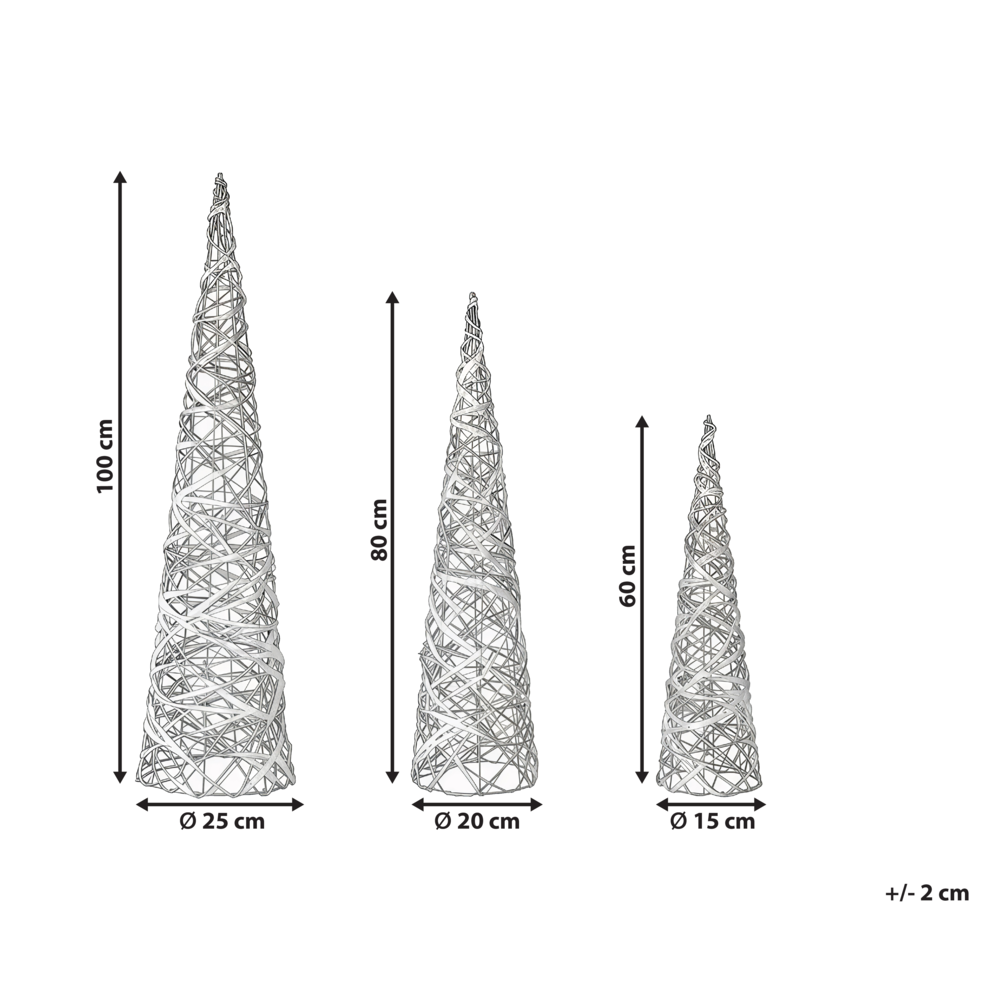 Set di 3 decorazioni natalizie LED bianche per interni con luci