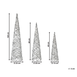 Set di 3 decorazioni natalizie LED bianche per interni con luci