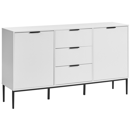 Credenza moderna Soggiorno Camera da letto Mobile 2 ante MDF Gambe in metallo Bianco stile moderno