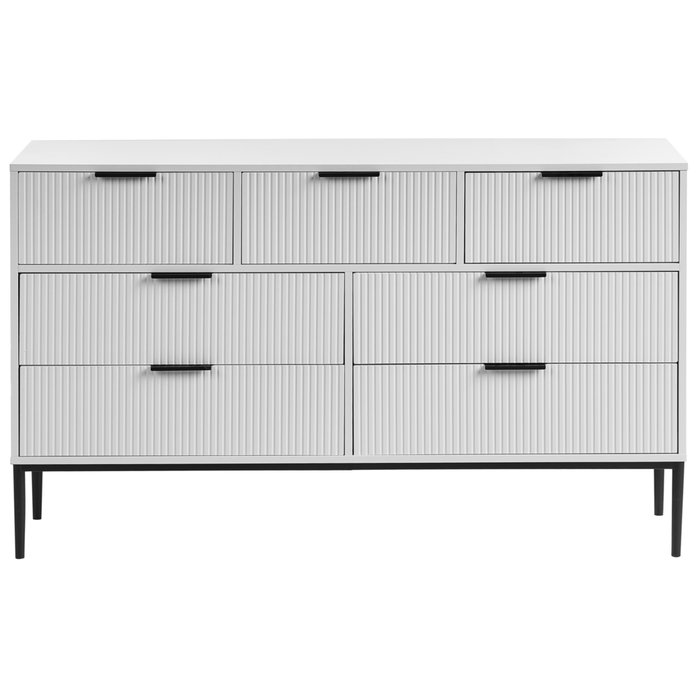 Cassettiera moderna MDF 7 cassetti Gambe in metallo Bianco stile moderno