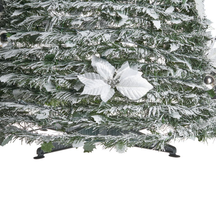 Albero di Natale artificiale bianco sintetico 185 cm innevato con luci LED pieghevoli natalizie