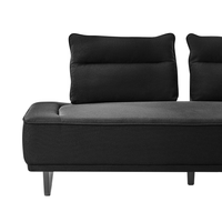 Divano a 3 posti in tessuto Divano nero Gambe in ferro Tessuto intrecciato Schienale regolabile Moderno