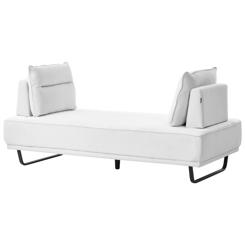 Divano a 3 posti in tessuto Divano bianco Gambe in ferro Tessuto intrecciato Schienale regolabile Moderno