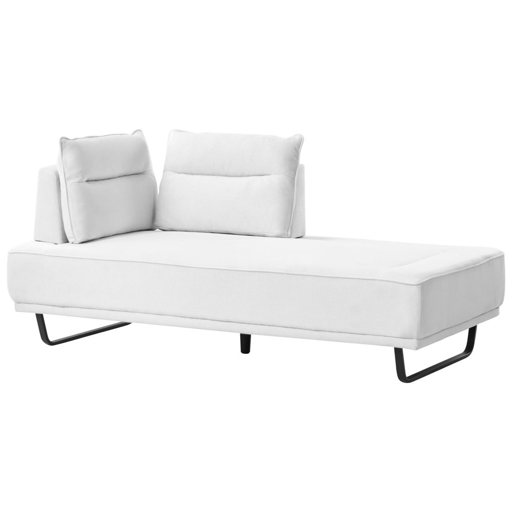 Divano a 3 posti in tessuto Divano bianco Gambe in ferro Tessuto intrecciato Schienale regolabile Moderno