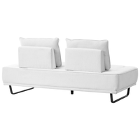 Divano a 3 posti in tessuto Divano bianco Gambe in ferro Tessuto intrecciato Schienale regolabile Moderno