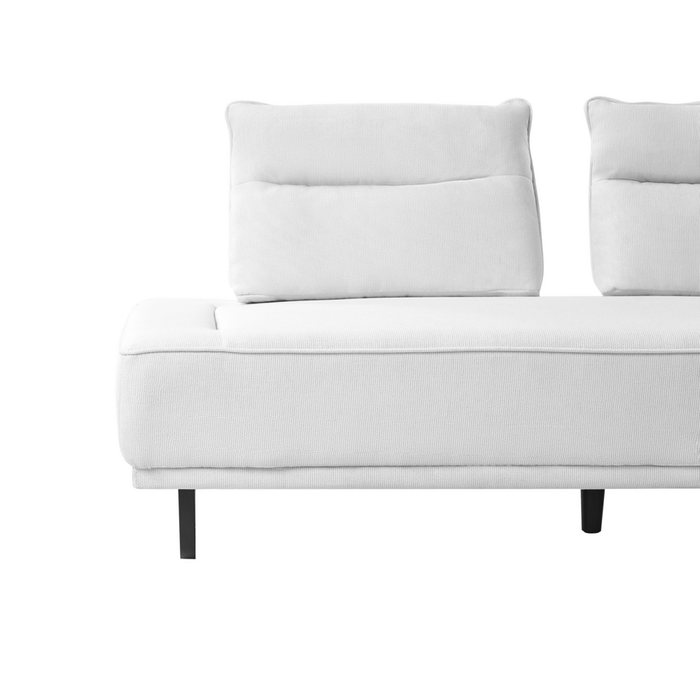 Divano a 3 posti in tessuto Divano bianco Gambe in ferro Tessuto intrecciato Schienale regolabile Moderno