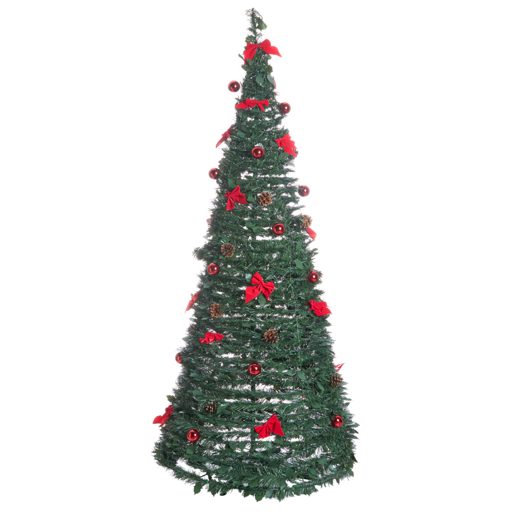 Albero di Natale artificiale verde sintetico 184 cm pieghevole con luci LED natalizie