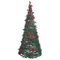 Albero di Natale artificiale verde sintetico 184 cm pieghevole con luci LED natalizie