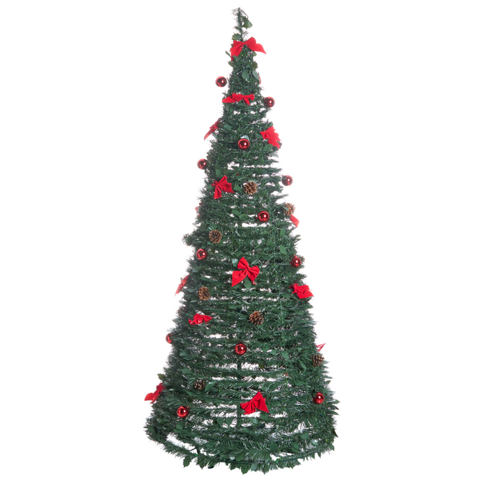 Albero di Natale artificiale verde sintetico 184 cm pieghevole con luci LED natalizie