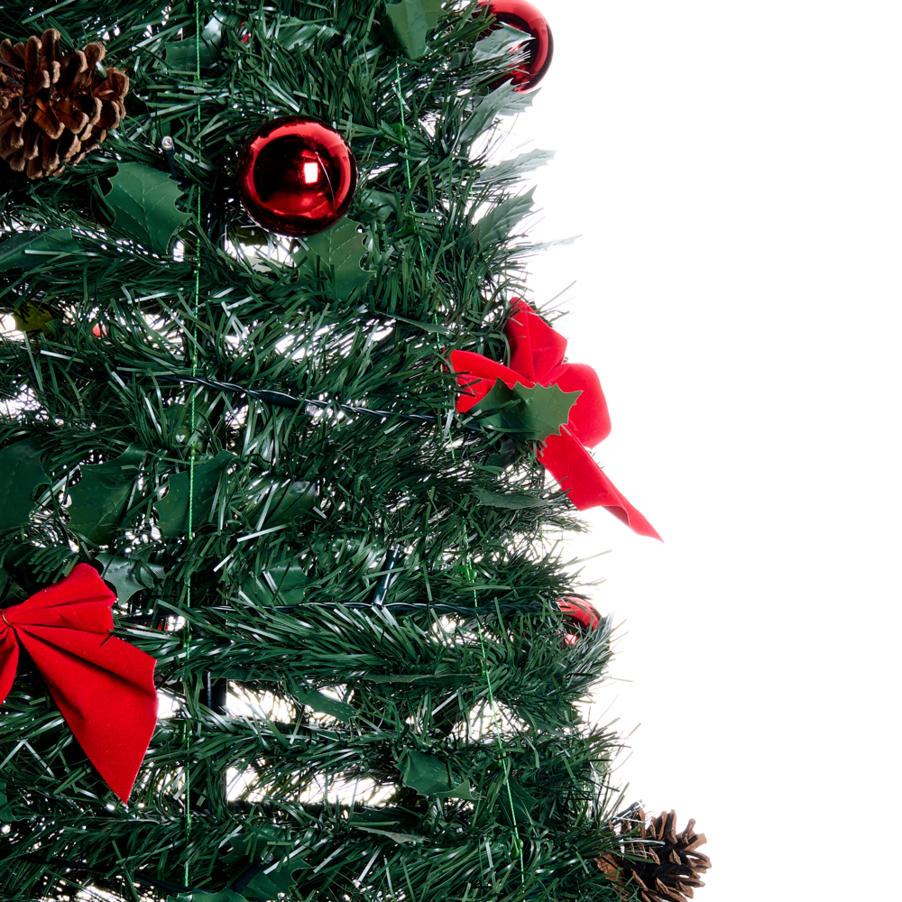 Albero di Natale artificiale verde sintetico 184 cm pieghevole con luci LED natalizie