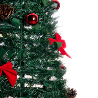 Albero di Natale artificiale verde sintetico 184 cm pieghevole con luci LED natalizie