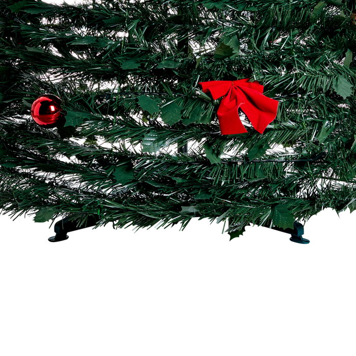 Albero di Natale artificiale verde sintetico 184 cm pieghevole con luci LED natalizie