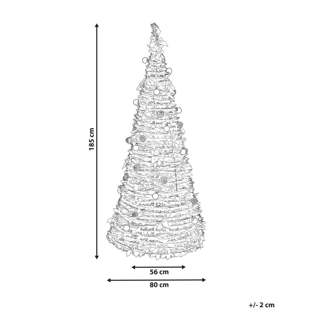 Albero di Natale artificiale verde sintetico 184 cm pieghevole con luci LED natalizie