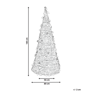 Albero di Natale artificiale verde sintetico 184 cm pieghevole con luci LED natalizie