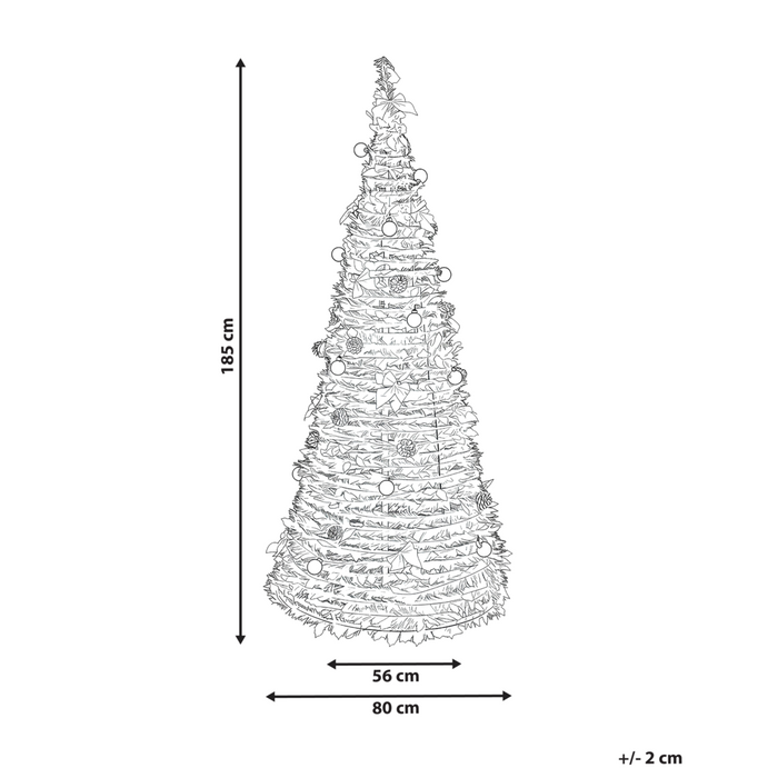 Albero di Natale artificiale verde sintetico 184 cm pieghevole con luci LED natalizie