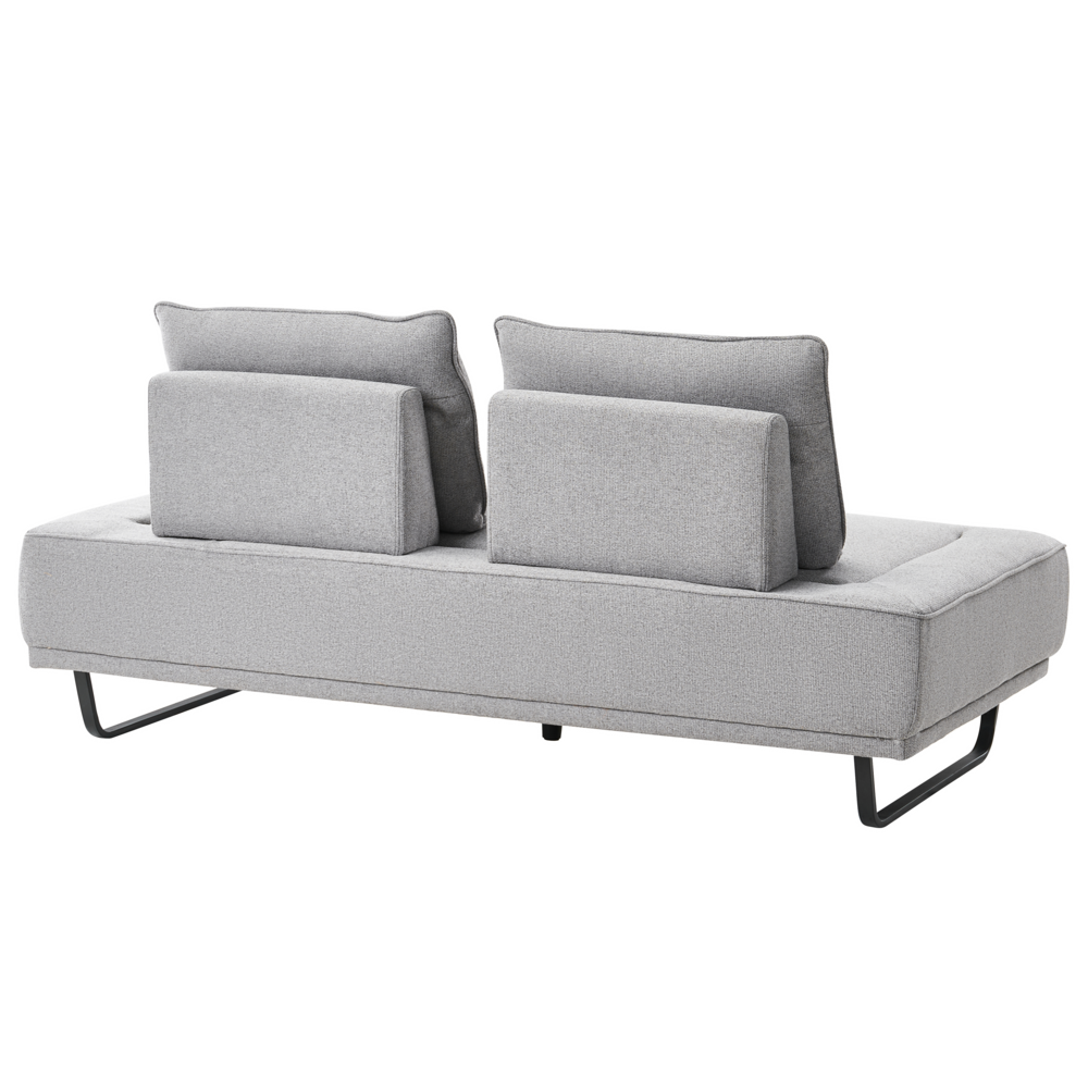 Divano a 3 posti in tessuto Divano grigio Gambe in ferro Tessuto intrecciato Schienale regolabile Moderno