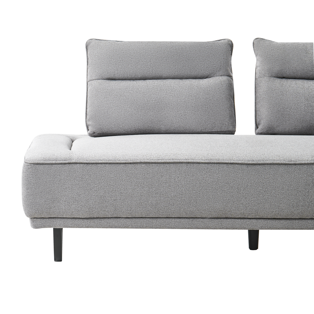 Divano a 3 posti in tessuto Divano grigio Gambe in ferro Tessuto intrecciato Schienale regolabile Moderno