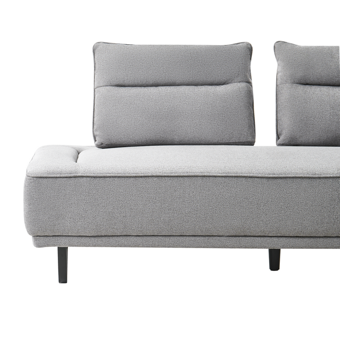 Divano a 3 posti in tessuto Divano grigio Gambe in ferro Tessuto intrecciato Schienale regolabile Moderno