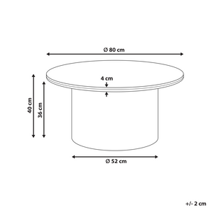 Tavolino con base in MDF e piano in marmo bianco ceramico Design moderno Gambe scanalate ø 80 cm marrone