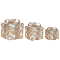 Set di 3 luci natalizie LED bianche beige da interno