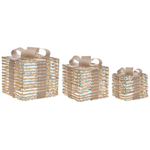 Set di 3 luci natalizie LED bianche beige da interno