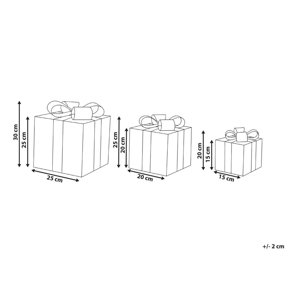 Set di 3 luci natalizie LED bianche beige da interno