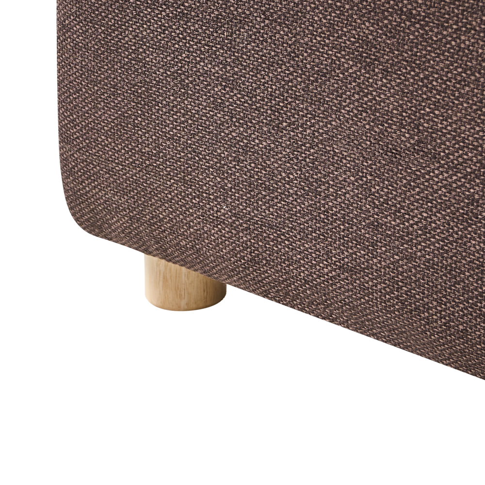 Divano a 2 posti in tessuto Marrone scuro Gambe in legno di gomma Tessuto intrecciato Moderno