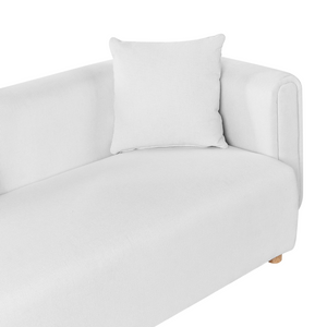 Divano a 2 posti in tessuto Bianco Gambe in legno di gomma Tessuto intrecciato Moderno