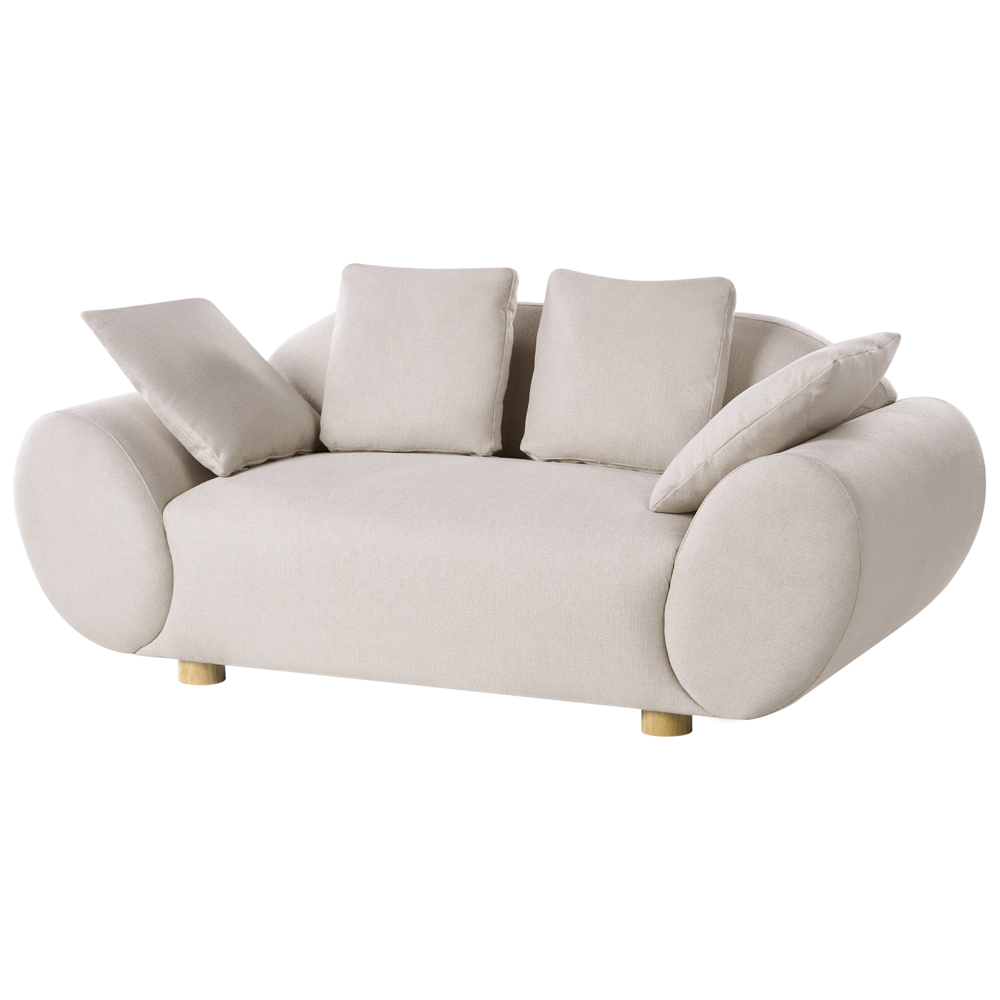 Divano 2 posti in tessuto intrecciato Schienale imbottito Beige chiaro stile moderno e minimalista