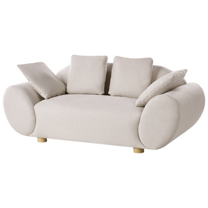 Divano 2 posti in tessuto intrecciato Schienale imbottito Beige chiaro stile moderno e minimalista