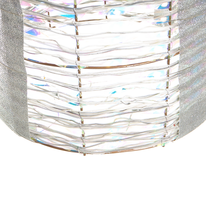 Set di 3 decorazioni natalizie con luci LED bianche calde fiocchi e decorazioni festive per interni argento