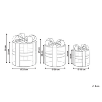 Set di 3 decorazioni natalizie con luci LED bianche calde fiocchi e decorazioni festive per interni argento