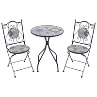 Set da bistrot da giardino in metallo nero con motivo a mosaico e struttura in ferro stile vintage