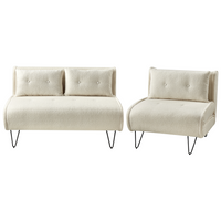 Set da salotto 3 posti con cuscini in tessuto bouclè beige chiaro con cuscini stile moderno