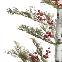 Albero di Natale artificiale in materiale sintetico bianco 160 cm Luci LED Bacche rosse Decorazioni natalizie tradizionali per interni ed esterni