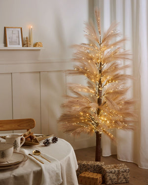 Albero di Natale artificiale beige in materiale sintetico 190 cm Luci LED per esterni e interni Decorazioni natalizie in stile moderno