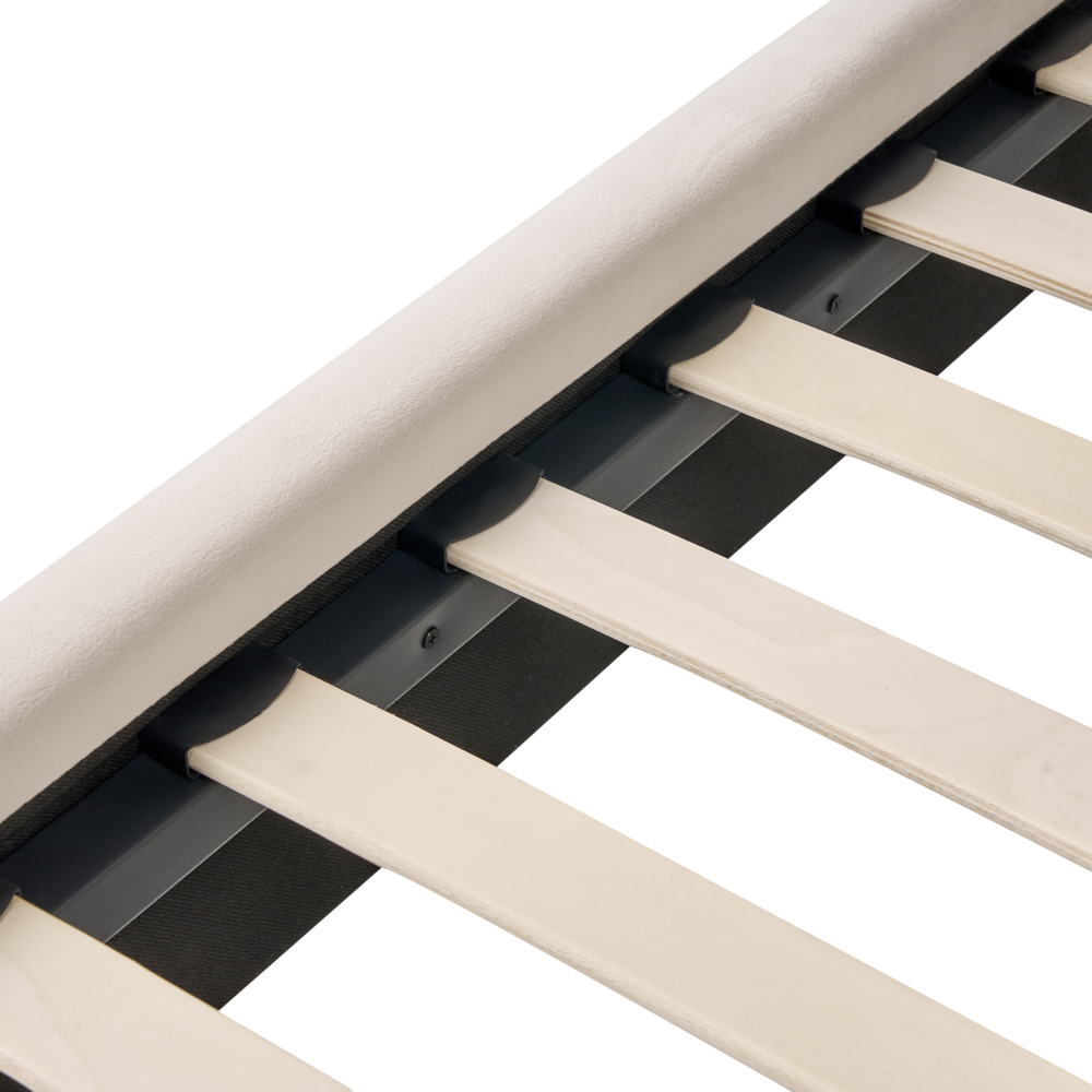 Letto matrimoniale in velluto con testiera trapuntata gambe in metallo da 120 x 200 cm e base a doghe beige Design moderno