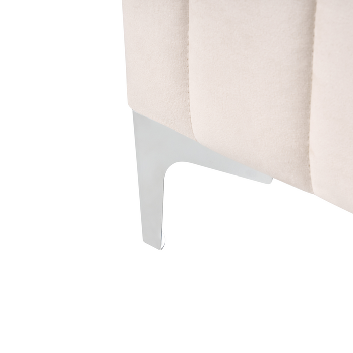 Letto matrimoniale in velluto con testiera trapuntata gambe in metallo da 120 x 200 cm e base a doghe beige Design moderno