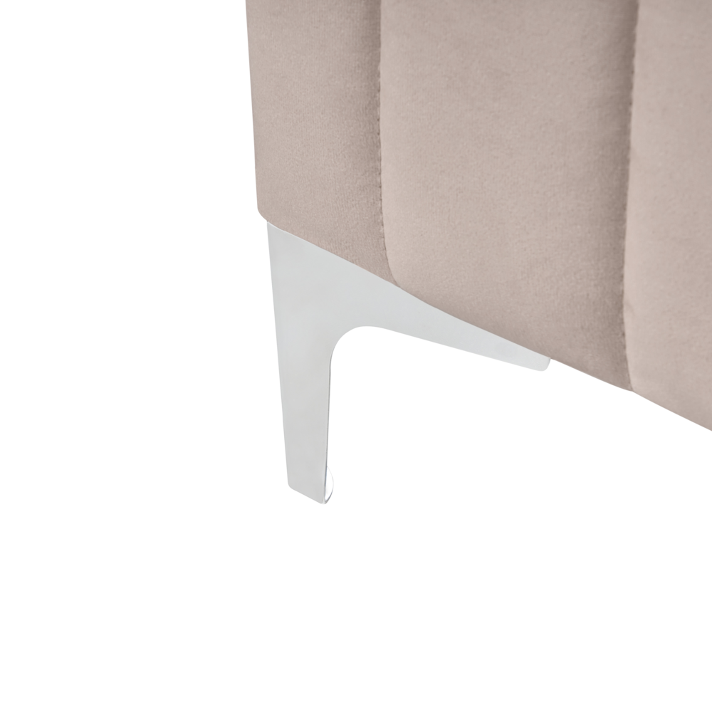 Letto matrimoniale in velluto con testiera trapuntata gambe in metallo da 120 x 200 cm e base a doghe tortora Design moderno