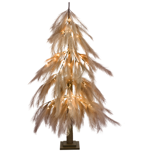 Albero di Natale artificiale con luci LED 123 cm per esterni e interni Beige stile moderno